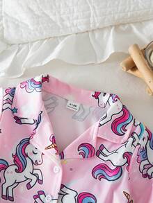 Baby Girls' Cute Plaid Bow Print Short Sleeve Cardigan Top And Shorts 2pcs Comfy Pajama Set - Pink - View 5