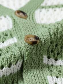 Manfinity LEGND Áo khoác cardigan nam dáng casual kẻ sọc khoét lỗ, cài cúc phía trước. - màu xanh lá - Xem 4