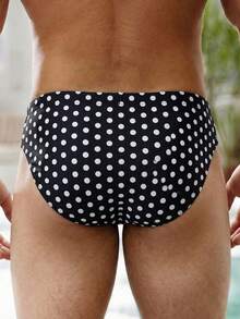 Manfinity Swimmode 男款與女款情侶套裝泳裝，黑色波點夏季熱帶海灘度假短褲，男女款泳褲 - 彩色 - 查看 5