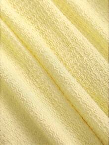 Sweetra Solid Color Cinched Waist Fitted Knit Maxi Dress, European And American Style - Yellow - View 4