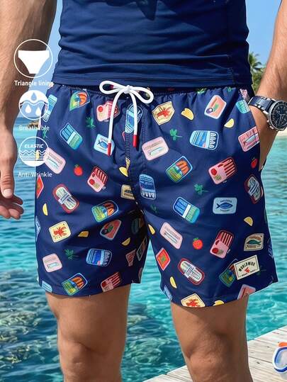 Surfspeed Summer Holiday Men's Canned Print Beach Shorts Holiday / Vacation / Beach / Hawaii / Tropical / Swim /  Bathing