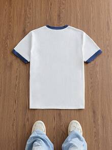 SWAVVY 男士 2026 世界盃 T-Shirt，休閒寬鬆版型短袖拼接圖案 T-Shirt，經典配色足球球衣，透氣不黏膩，訓練、比賽與球迷支持的首選，中性款，2026 足球球衣，球迷禮物，球迷服飾 - 白色 - 查看 7