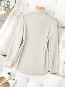 Franclia Collar Basic Transparent Solid Color Minimalist Shirt - Apricot - View 2