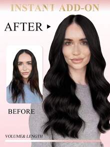 7 PIEZAS Extensiones de cabello humano Remy con clip de PU sin costuras #NC Negro natural, extensiones de cabello humano Remy con clip invisible de piel PU, extensiones de cabello humano Remy naturales con clip de 14-22 pulgadas, cabello humano liso sin costuras para cabello fino/uso en salón y para todas las mujeres/niñas para uso diario - SNatural - Ver 7