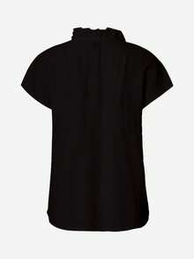 EMERY ROSE Women's Solid Color Casual Versatile Daily Wear Shirt - Black - View 2