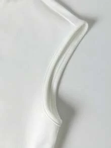 SHEIN LUNE 夏季无袖露脐不对称下摆上衣，扭结腰部不对称下摆无袖T恤，修身显瘦 - 白色 - 查看 7