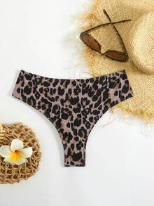 SHEIN Swim Traje de baño con estampado tropical y patrón de leopardo sexy como ropa de playa, para el Día de San Valentín - Marrón - Ver 4