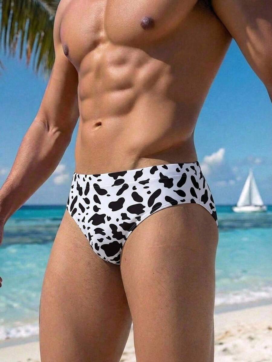 Naviga Onda 男士夏季沙滩度假奶牛纹三角泳裤 - 白色 - 查看 1