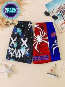 Pantalones de playa casuales y sueltos con estampado para niños preadolescentes, adecuados para verano, playa, exterior, natación - Multicolor - Ver 9