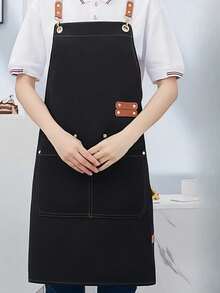 1件防水帆布工作围裙 - 可调节肩带带口袋，适用于美甲沙龙、咖啡馆、餐厅、酒吧、面包店员工 - 彩色 - 查看 20