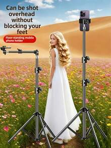 Teckwe 1pc Adjustable Desktop Photography Tripod Lightweight Foldable Portable Stable Non Slip Base Universal Solid Color Multifunctional Desktop Stand Height Adjustable Angle Rotation Compatible With Smartphone Camera Live Streaming Vlog Shooting Video Recording Content Creation Selfie Photography Outdoor Indoor Daily Use Multimedia Shooting Accessory - View 3