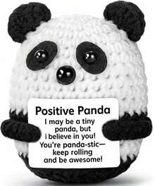 POKOJA LAND 1 Hand-Crocheted Desktop Decorative Ornament Fun And Adorable Animal/Plant Sci-Fi Designs Birthday Gift Card Mother's Day/Father's Day Gift For Dad Present For Colleagues, Family, Mom, Women, Men, Her, Him, Sisters, Best Friends Hand-Knitted Positive Emotions Knitting & Crocheting Gratitude, Inspiration, Encouragement Creative Graduation & Holiday Gifts Party Favors, Small Gifts, Souvenirs - Panda P Card - View 7