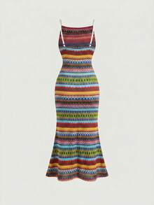 SHEIN MOD Women's Colorful Striped Dress - Multicolor - View 2