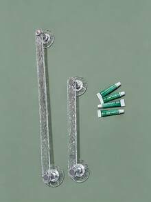 No Drill Installation! Clear Towel Hanging Rod With Strong Suction Cups, Multifunctional Rack For Bath Towels, Slippers & Robes, Bathroom Organizer - transparent - View 11