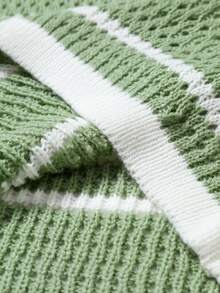 Manfinity LEGND Áo khoác cardigan nam dáng casual kẻ sọc khoét lỗ, cài cúc phía trước. - màu xanh lá - Xem 7