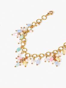 Opalesca 18K Gold Plated,Stained Glass Earrings Bracelet With Random Colors,Premium/Elegant/Classy/Dailywear/Minimalist,Pearl/Crystal,For Mom/Women/Girl/Mother,Summer/Beach/Prom/Party/Holiday/Vacation,Engagement/Wedding/Promise,Bride,Heart/Floral,Fairycore/Mermaid Core - Multicolor - View 12