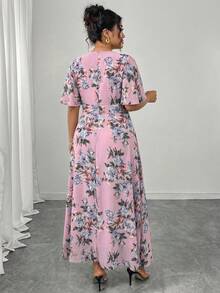Modelyn Đầm maxi chiffon dáng suông, cổ tròn, tay bồng, xếp ly, dành cho nữ cỡ lớn, chất liệu thanh lịch, thích hợp cho mùa xuân/hè. - Nhiều màu - Xem 2