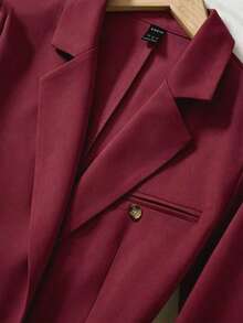 Franclia Traje de chaqueta y pantalón de unicolor para ir a la oficina - Rojo - Ver 7