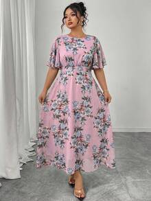 Modelyn Đầm maxi chiffon dáng suông, cổ tròn, tay bồng, xếp ly, dành cho nữ cỡ lớn, chất liệu thanh lịch, thích hợp cho mùa xuân/hè. - Nhiều màu - Xem 3
