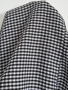 SHEIN LUNE 大码女式格子荷叶边吊带背心和裤子休闲两件套 - 黑與白 - 查看 8