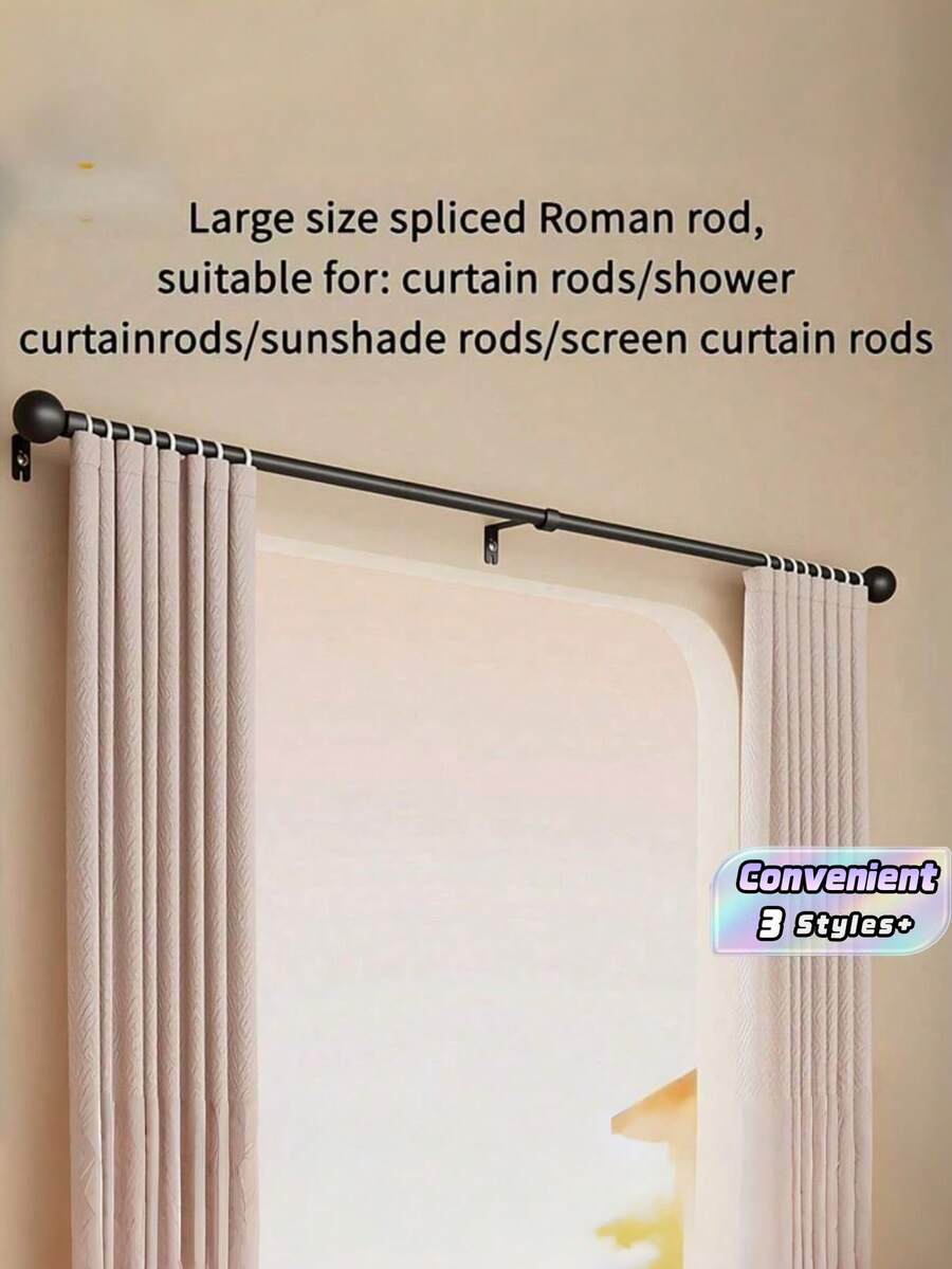 1 pièce Tringle à rideaux en acier inoxydable noir/blanc, tringle à rideaux de fenêtre, tringle à rideaux romains, convient pour la salle de bain, la chambre, le salon, décoration de la maison, décoration d'automne, accessoires de salle de bain, rentrée scolaire - multicolore - Voir 1