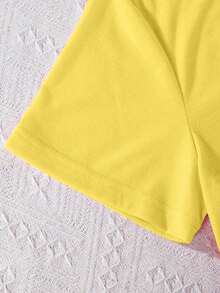 EMERY ROSE Too Many Storms Plus Size Short Sleeved T Shirts - Yellow - View 5