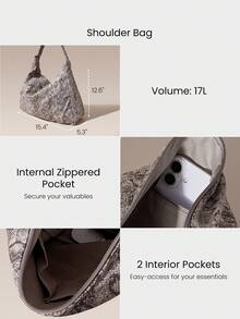 GLOWMODE 17L Unadjustable Textured Water-Resistant Shoulder Bag Fall Winter - snake pattern - View 4