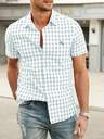 Manfinity Homme Red Short Sleeve Plaid Shirt, Unique Embroidered Logo, Refreshing Checkered Shirt, Casual & Versatile