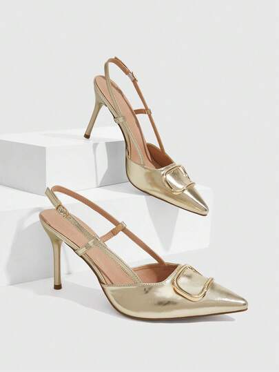 CUCCOO SZL Women's Pointed Toe Buckle Design Fashionable High Heels For Daily Wear
