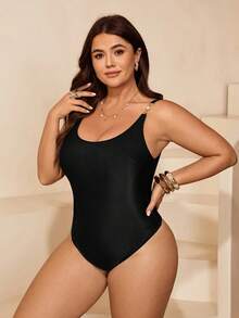 Swim Chiccia Bộ đồ bơi liền thân cỡ lớn kiểu dáng tối giản thanh lịch mới năm 2026, phù hợp cho kỳ nghỉ hè. - màu đen - Xem 4