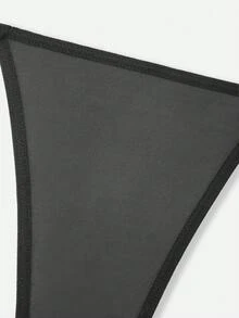 Bella Beso Tanga sexy con detalle de cadena en forma de corazón, para rave - Negro - Ver 5