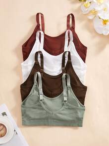 Lowkey Lull 4pcs/Set Women's Solid Color Casual Everyday Bras - Multicolor - View 2