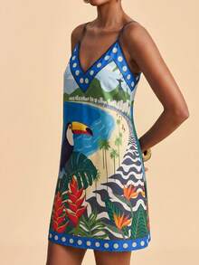 Travachic Women's Bird Print Casual Vacation Date Mini Slip Dress - Multicolor - View 6