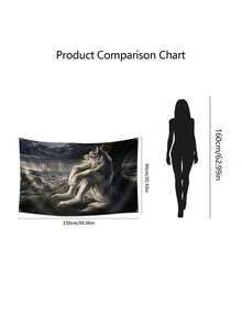 Stylish Sitting White Wolf Design Wall Tapestry, Indoor Aesthetic Decorative Cloth, Bedroom Home Art Decoration - multicolor - View 3