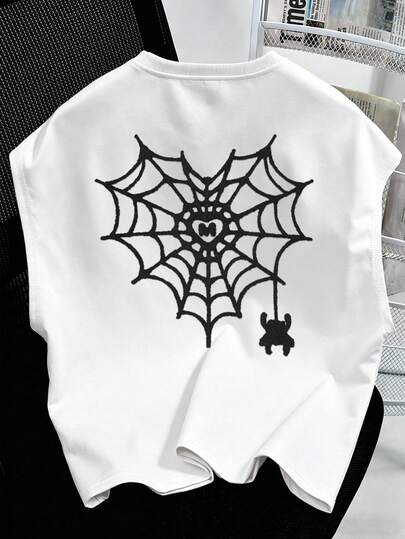STYNVO Men's Fitted Short Spider Web Embroidered Tank Top, Suitable For Daily Outings, Vacation, Travel, Swimming Pool, Party, Beach, And Photo Shoots
