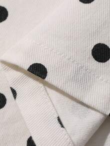 DAZY Chân váy ngắn denim chấm bi trắng, kiểu dáng thường ngày, thích hợp cho mùa xuân/hè. - trắng - Xem 9