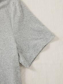 SHEIN LUNE Áo thun cổ chữ V mùa hè mới dành cho nữ, thêu hình ngựa, dáng ôm, màu trơn, tay ngắn. - Nhiều màu - Xem 7
