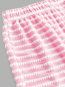SHEIN Tween Girls' Casual Yellow White Striped Tank Top And Shorts Set,Comfortable&Minimalist Two Pieces Short Summer Clothes - Pink - View 10