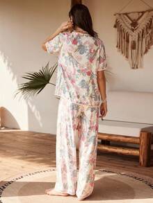 Lullawish Bộ đồ ngủ cardigan in hoa dành cho nữ, thích hợp cho kỳ nghỉ. - Nhiều màu - Xem 2