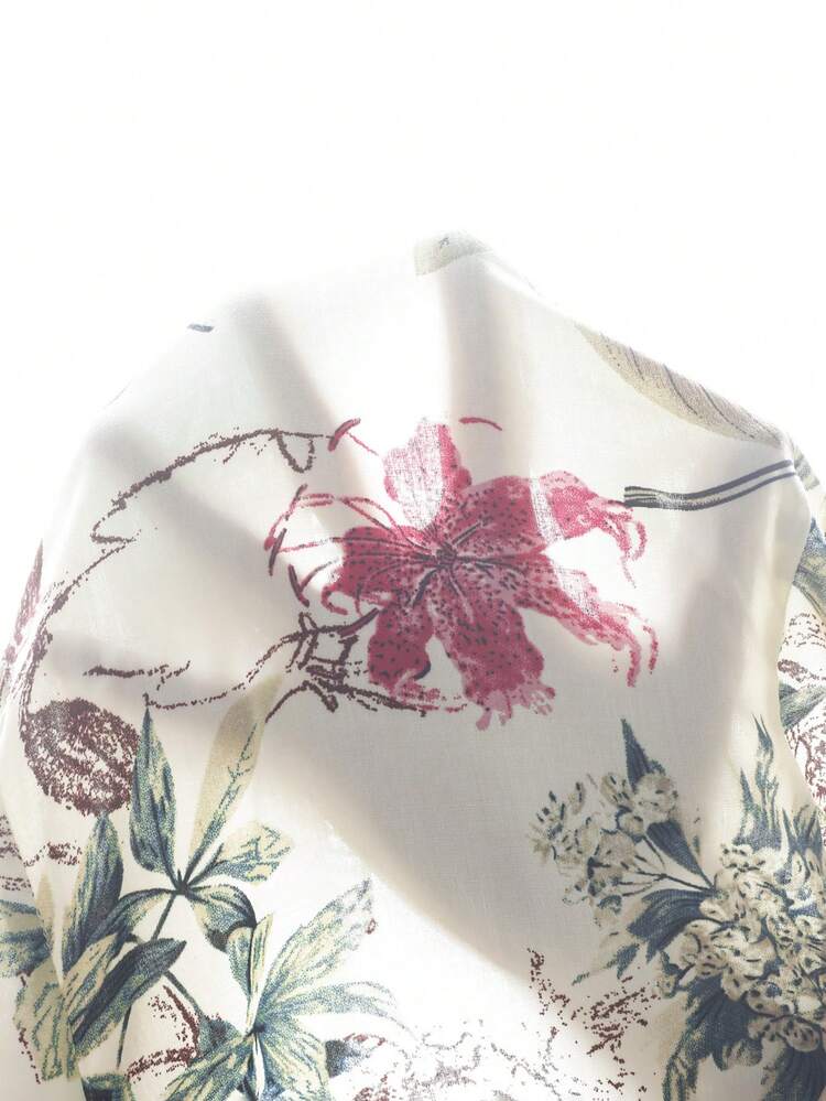 Plus Size Women Floral Print Lace Patchwork Shirt And Casual Pocket Pants 2 Piece Set Summer Summer Outfit For Women Festival Outfits For Women Beach Outfits For Women Vacation Outfits Women Holiday Outfits  For Women  Casual Sets For Women
