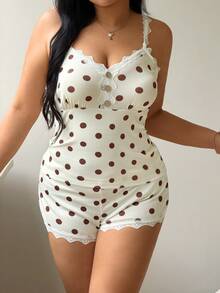 Sweetra Ensemble 2 pièces décontracté à pois jacquard grande taille - Multicolore - Voir 3