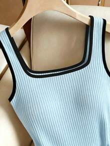 Mono de mujer con cuello de barco, cintura ceñida y color albaricoque, adecuado para atuendos de verano, ropa de primavera, Pascua, Día de San Patricio, playa, salidas, elegante, vacaciones de mujer, vacaciones de playa de mujer, ropa casual de m - Azul - Ver 4
