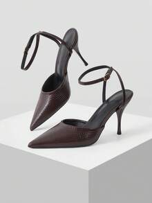 Mnmlis Elegant Workplace Daily High Heels Women Pointed Thin Heel Comfortable Insole Shoes - Brown - View 4