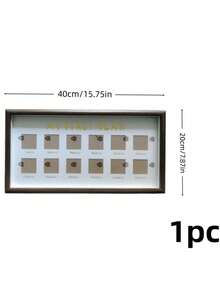 Haus Hana 1Pc Multi-Hole Photo Frame, Natural Wood Material, Long Strip Design With Multiple Slots, Holds 2-Inch ID Photos & Keepsakes, For Family Memory Display, Ideal For Home Wall Decoration And Souvenir Organization - multicolor - View 11