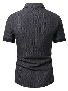 Manfinity Mode Men's Plaid Business Casual Short Sleeve Shirt - Black - View 2