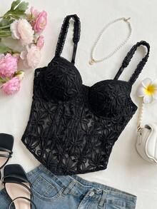 Blusa sin mangas para mujer para ocasiones casuales como vacaciones, boda en la playa, graduación, brunch, Día de San Patricio, Spring Break, Pascua, festivales de música, estilo bohe - Negro - Ver 6
