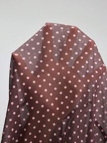 Ontre 女款棕色與粉色波點高彈力無袖上衣，夏季優雅茶會立領修身透視襯衫，商務休閒通勤穿搭 - 咖啡棕 - 查看 6