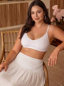 Swim Chiccia Plus Size Women Solid Color Waist Tie Cover Up Mini Skirt Set Beach Vacation Summer Sexy - White - View 5