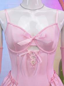 Fantasy Costume Fantasy Costume Bộ trang phục nơ ruy băng 3 món dành cho nữ - Hồng - Xem 8