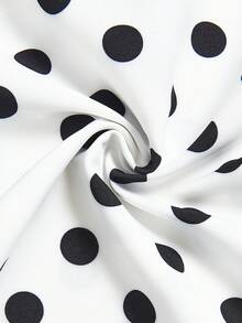 Elenzga Nueva falda con abertura a lunares en blanco y negro, estilizadora, versátil, adecuada para el trabajo y el uso casual, verano - Blanco - Ver 6